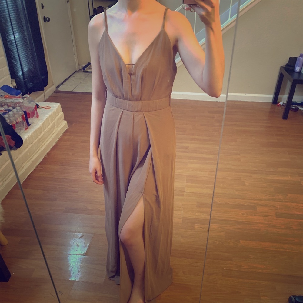 New brown open back jumpsuit